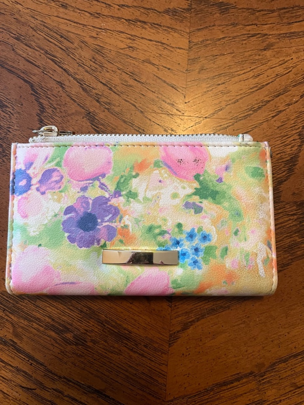 No Boundaries Pastel Floral Zip Wallet in Pink, Purple & Green